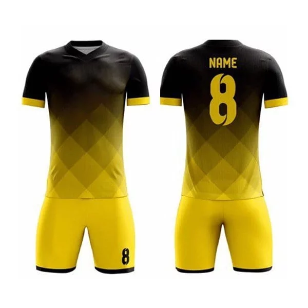 Black with Yellow Shaded Sublimation Soccer Kits AFYM 2062